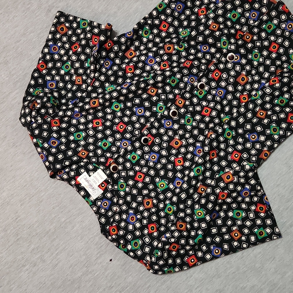 RARE!! Vintage 80's Funky Print Matching Midi Maxi Skirt & Button Up Blouse Set - Picture 8 of 17